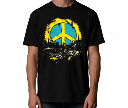 Koszulka Peace yellow 100% bawełna luźna koszulka, pacyfka